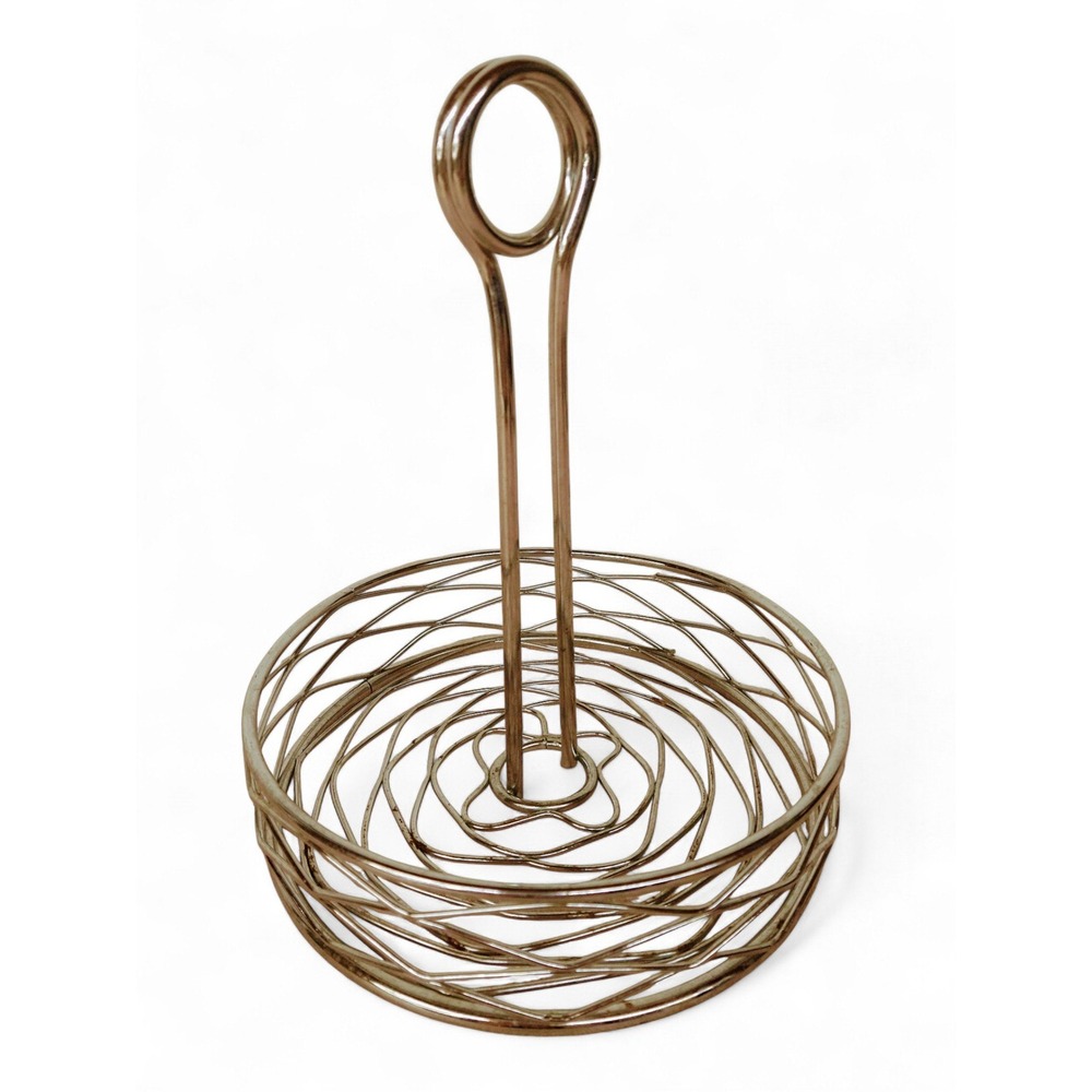 Silver Metal Condiment Caddy Round Wire Organizer Swirl Design Pre‑Loved